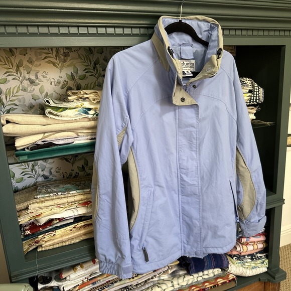 Columbia Womens Bugaboo Jacket M Light Blue Gray Pockets Full Zip Drawstring - Picture 3 of 13